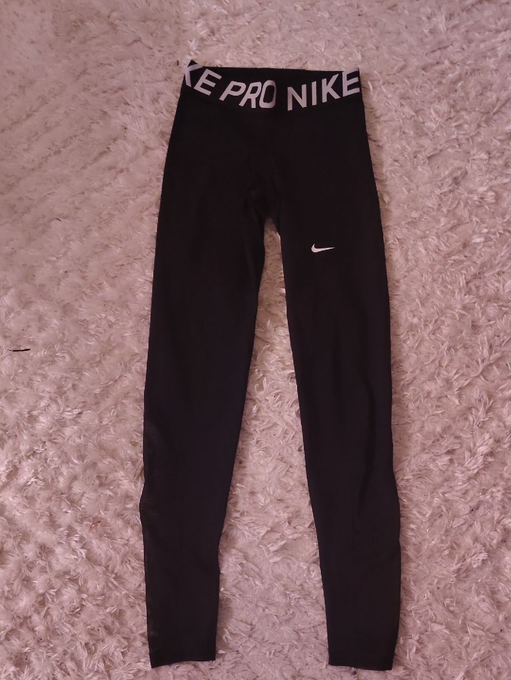 Nike Black Kids Training Leggings with White Swoosh